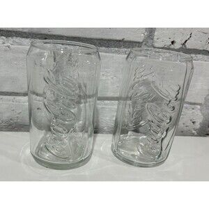 Lot Of 2 | Clear Coca Cola Glasses | Can Shape | 12oz  New | 5” Tall